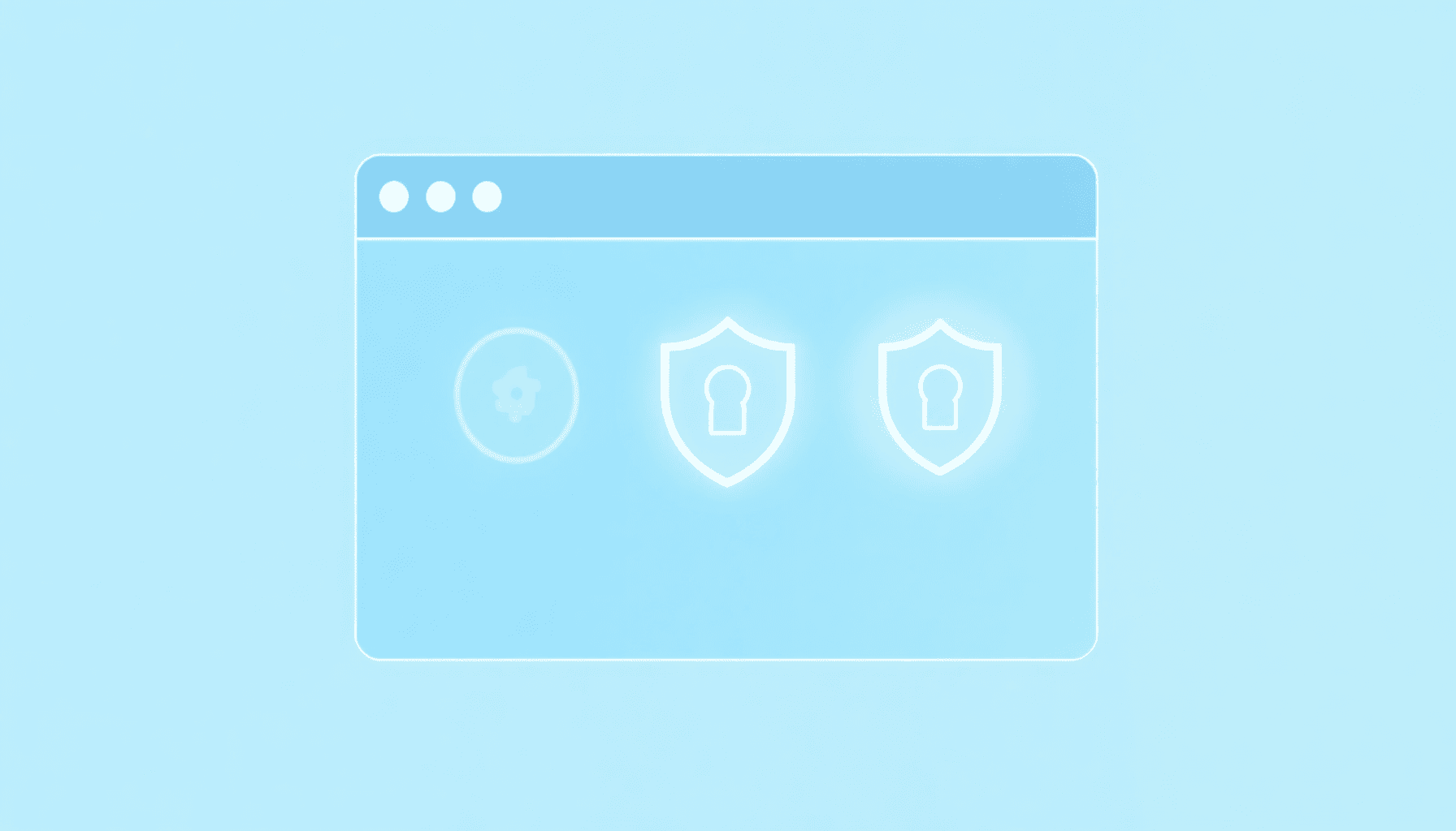 Digitalt interface med en webbrowser, cookie-ikoner og skjoldsymboler i blågrønne nuancer, der fremhæver databeskyttelse og overholdelse af privatl...